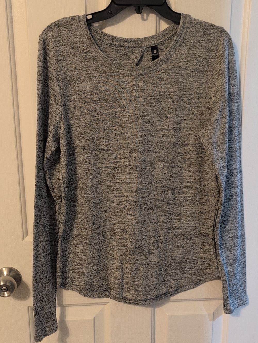 90 Degree By Reflex Heather Gray Long Sleeve Crew Top